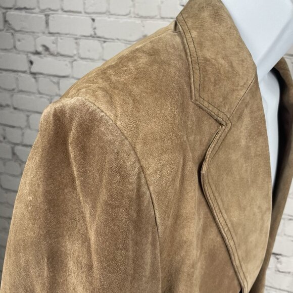 VTG William Barry Brown  Raw Pork Velour Leather Jacket Collar USA Made Size 40 - Picture 6 of 13